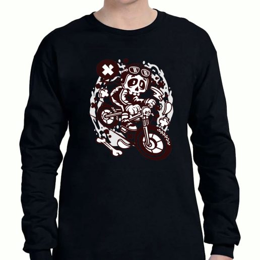 Graphic Long Sleeve T Shirt Skull Downhill