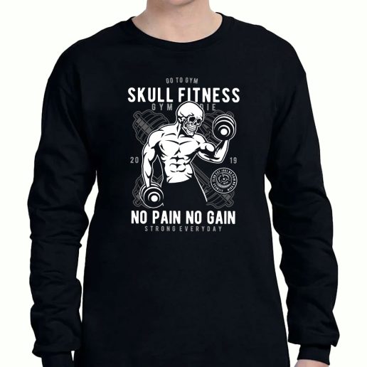 Graphic Long Sleeve T Shirt Skull Fitness