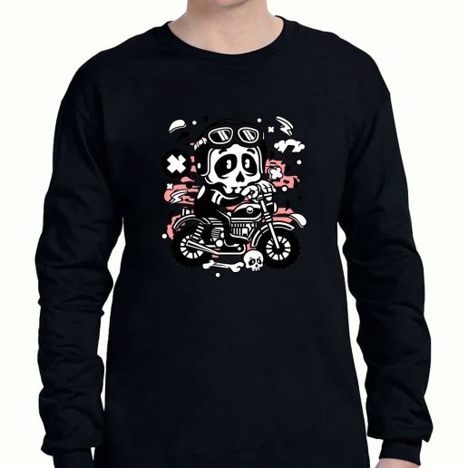 Graphic Long Sleeve T Shirt Skull Motocross