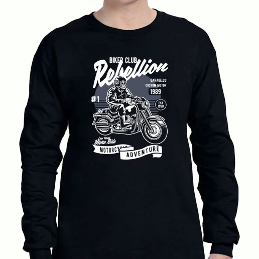 Graphic Long Sleeve T Shirt Skull Motorbiker