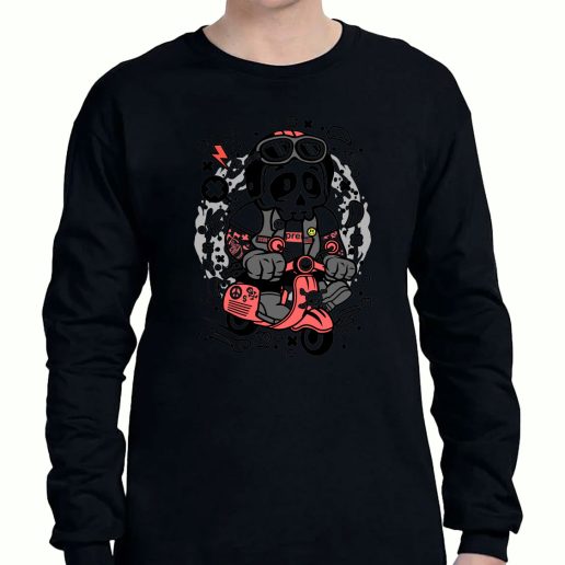 Graphic Long Sleeve T Shirt Skull Scooterist