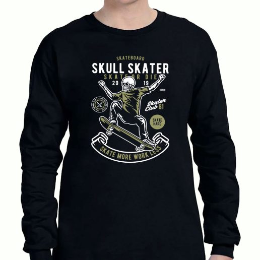 Graphic Long Sleeve T Shirt Skull Skater