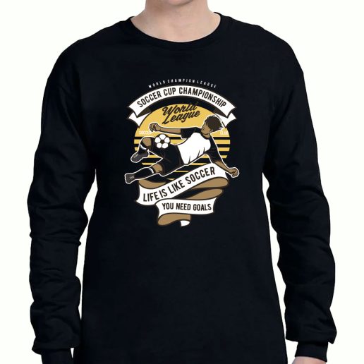 Graphic Long Sleeve T Shirt Soccer Cup Championship