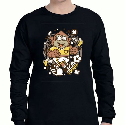 Graphic Long Sleeve T Shirt Soccer Monkey