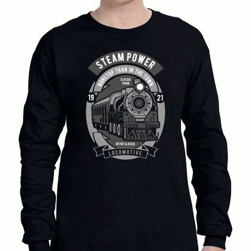 Graphic Long Sleeve T Shirt Steam Power