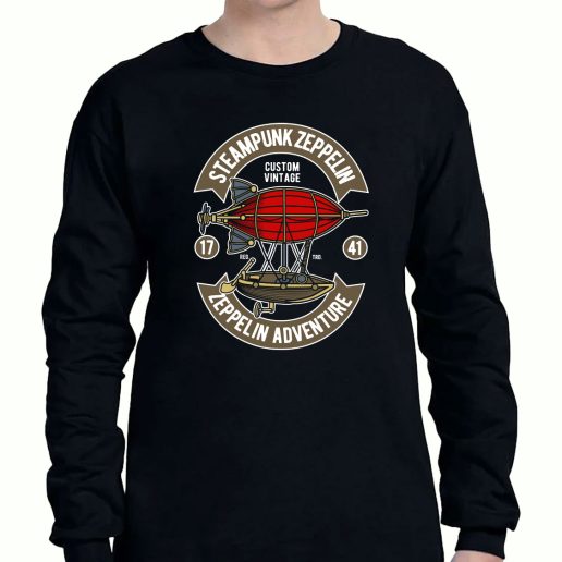 Graphic Long Sleeve T Shirt Steampunk Zeppelin