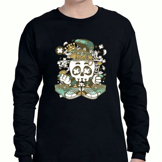 Graphic Long Sleeve T Shirt Treasure Skull Head