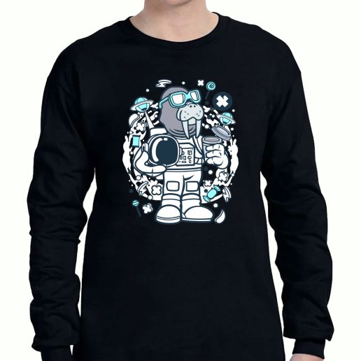 Graphic Long Sleeve T Shirt Walrus Astronaut