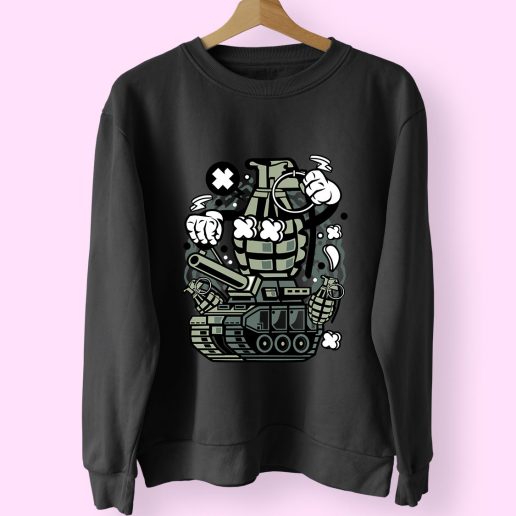 Grenade War Tank Funny Graphic Sweatshirt