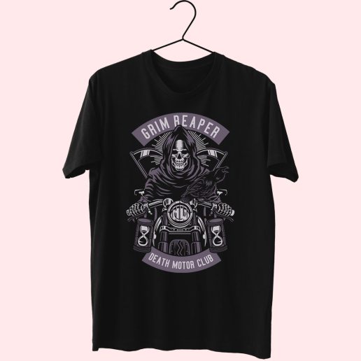 Grim Reaper Motorcycle Funny Graphic T Shirt