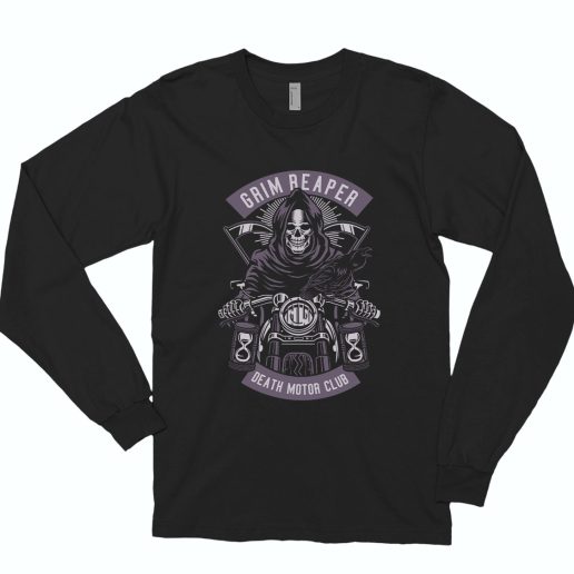 Grim Reaper Motorcycle Funny Long Sleeve T shirt