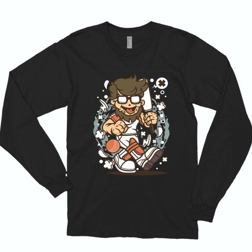 Hipster Cricket Funny Long Sleeve T shirt