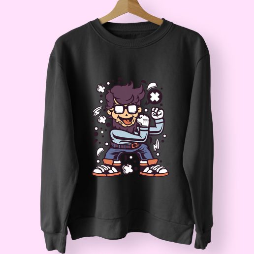 Hipster Fighter Funny Graphic Sweatshirt