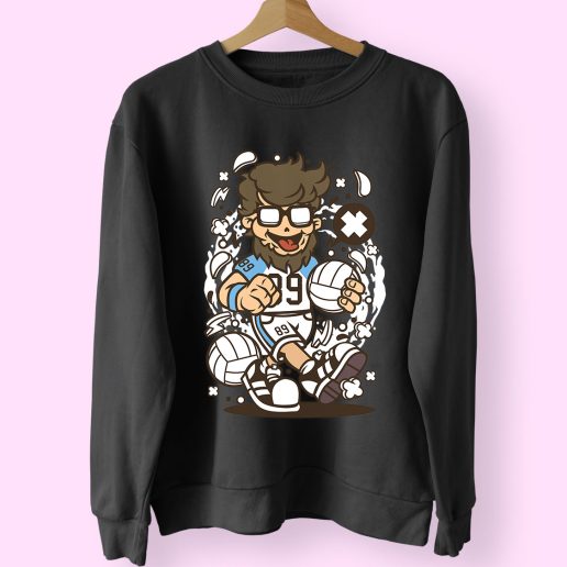 Hipster Volley Ball Player Funny Graphic Sweatshirt