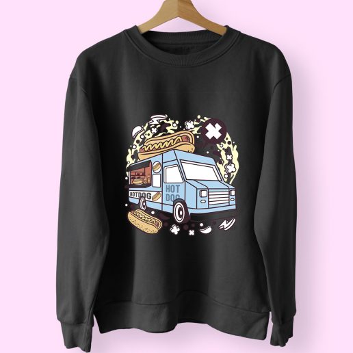 Hotdog Van Funny Graphic Sweatshirt