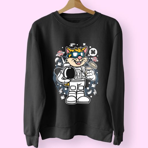 Leopard Astronaut Funny Graphic Sweatshirt