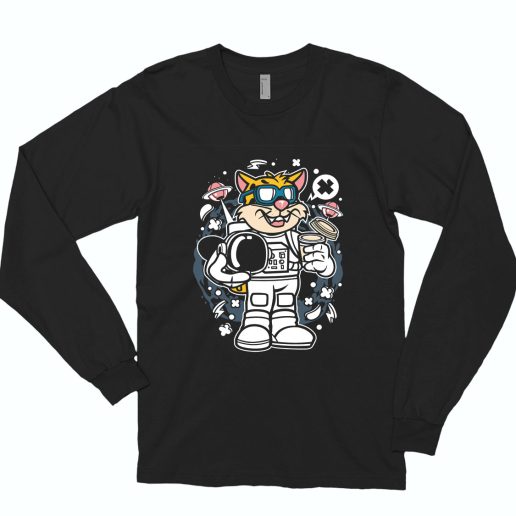 Leopard Astronaut Funny Long Sleeve T shirt