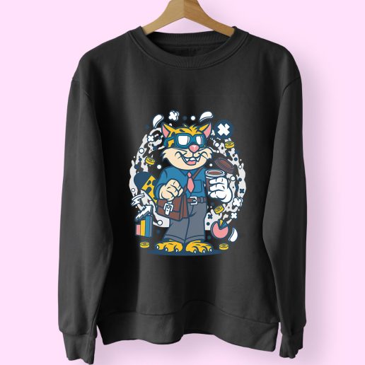 Leopard Businessman Funny Graphic Sweatshirt