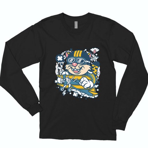 Leopard Pilot Funny Long Sleeve T shirt