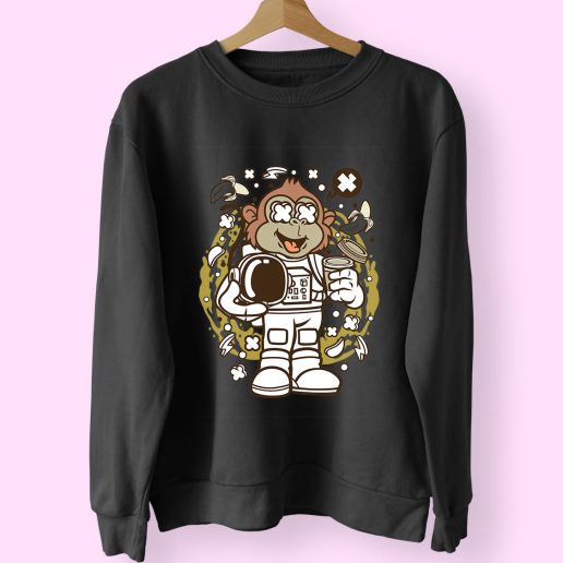 Monkey Astronaut Funny Graphic Sweatshirt