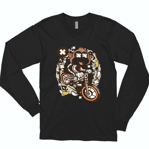 Monkey Downhill Funny Long Sleeve T shirt