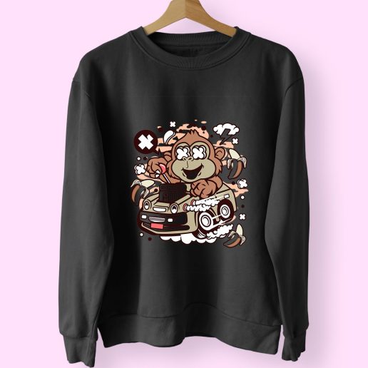 Monkey Hotrod Funny Graphic Sweatshirt