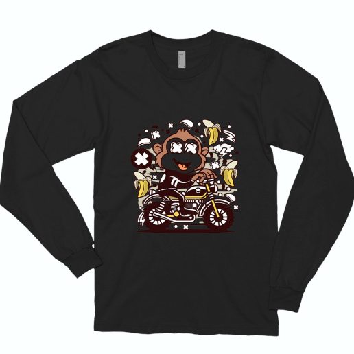 Monkey Motocrosser Funny Long Sleeve T shirt