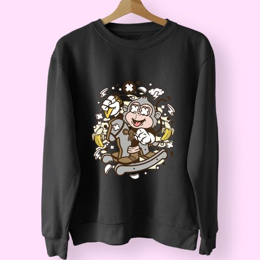 Monkey Rocking Horse Funny Graphic Sweatshirt