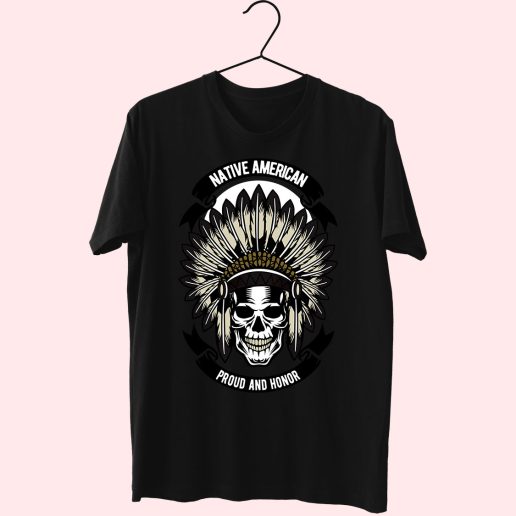 Native American Skull Funny Graphic T Shirt