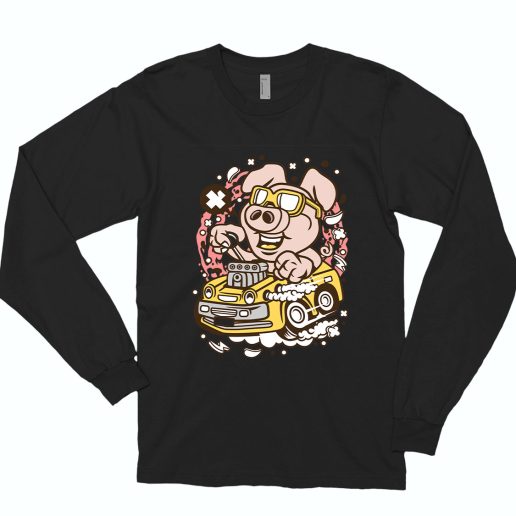 Oink Hotrod Funny Long Sleeve T shirt