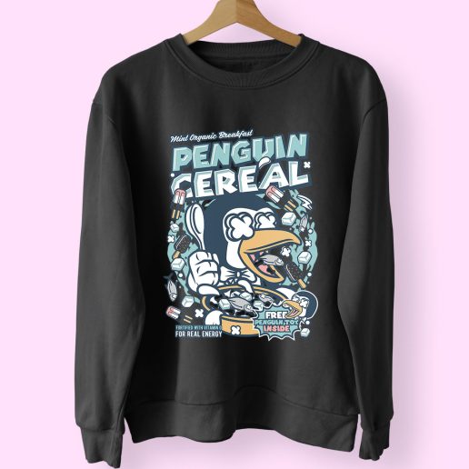 Penguin Cereal Box Funny Graphic Sweatshirt