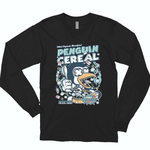 Penguin Cereal Box Funny Long Sleeve T shirt