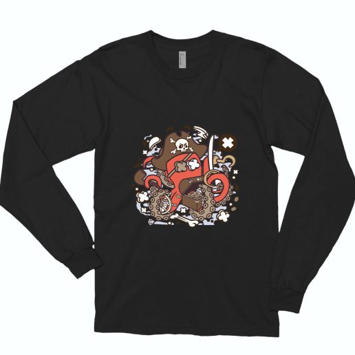 Pirate Octopus Funny Long Sleeve T shirt