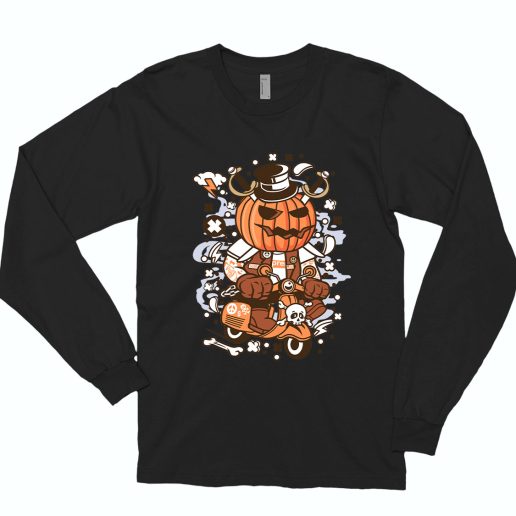 Pumpkin Scooter Funny Long Sleeve T shirt