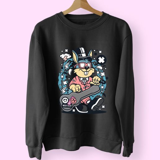 Rabbit Guitar Funny Graphic Sweatshirt