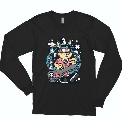 Rabbit Guitar Funny Long Sleeve T shirt