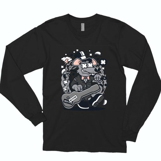 Rat Guitar Funny Long Sleeve T shirt