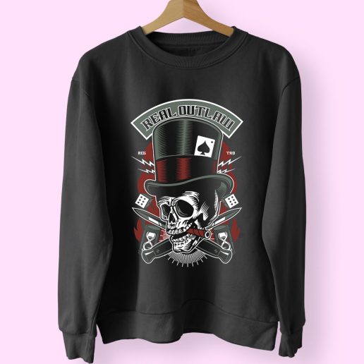 Real Outlaw Skull Funny Graphic Sweatshirt