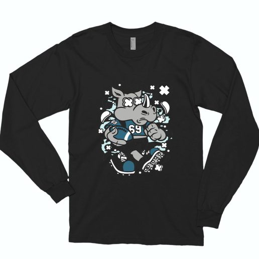 Rhino Football Funny Long Sleeve T shirt