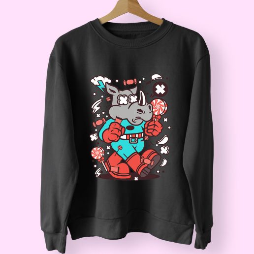 Rhino Super Candy Funny Graphic Sweatshirt