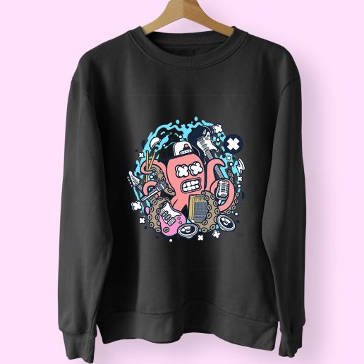 Rock Octopus Funny Graphic Sweatshirt