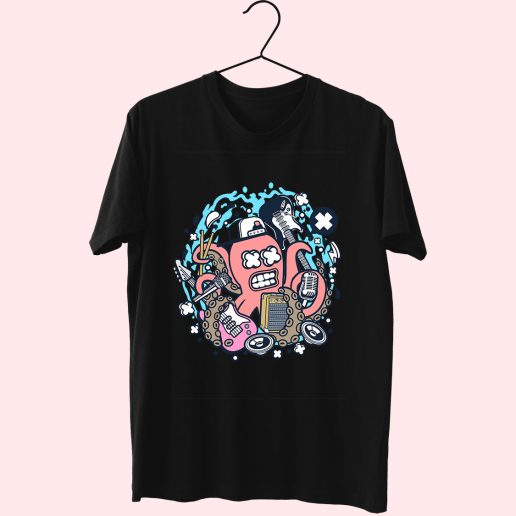 Rock Octopus Funny Graphic T Shirt