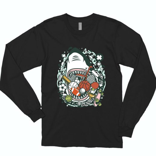 Shark Sports Funny Long Sleeve T shirt