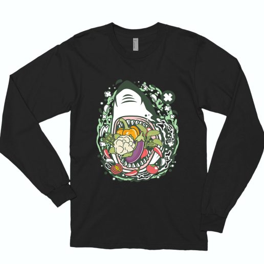 Shark Vegetable Funny Long Sleeve T shirt