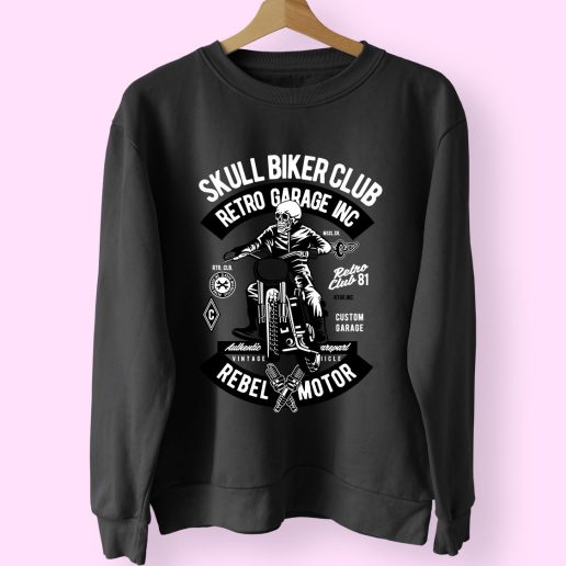 Skull Biker Club Funny Graphic Sweatshirt