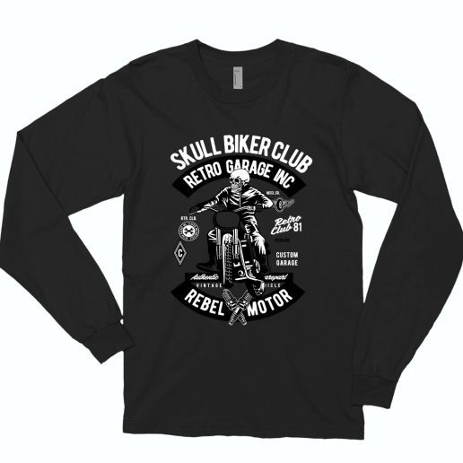 Skull Biker Club Funny Long Sleeve T shirt