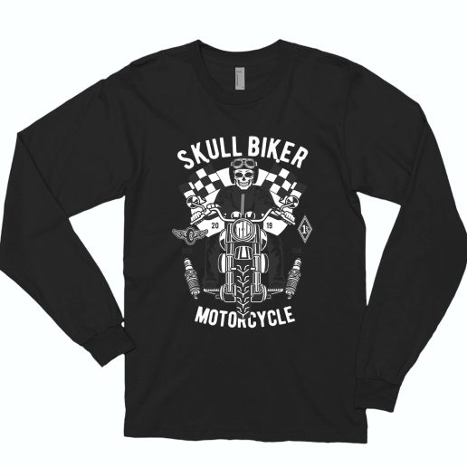 Skull Biker Funny Long Sleeve T shirt