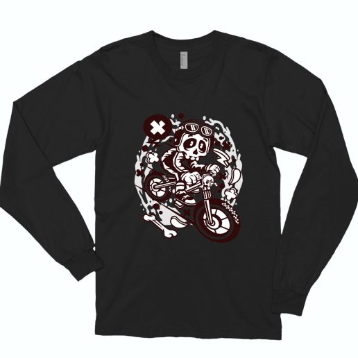 Skull Downhill Funny Long Sleeve T shirt