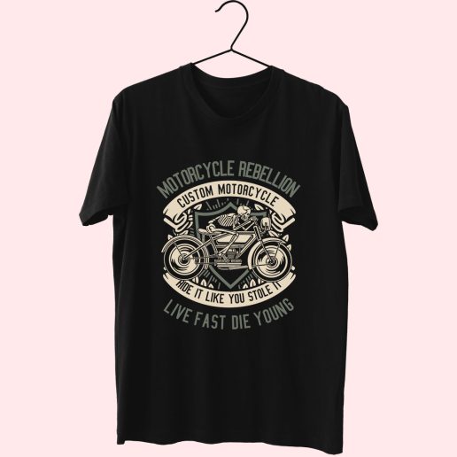 Skull Rebel Motorcycle Funny Graphic T Shirt