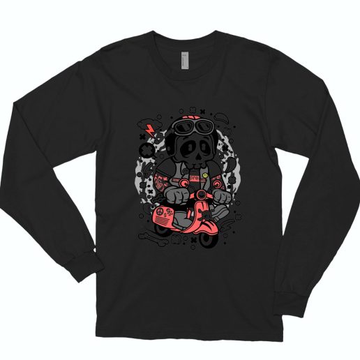 Skull Scooterist Funny Long Sleeve T shirt